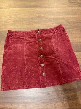 Maurice’s Women's Button-Front Corduroy Mini Skirt in Deep Red
